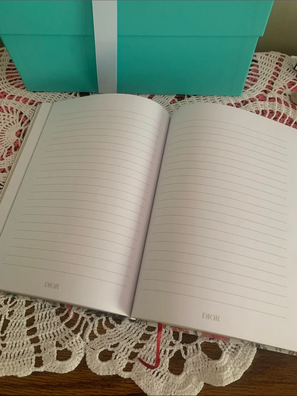 Christian Dior Floral & Bird Notebook with Maroon Logo Band 72